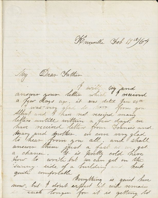 Letter from George to his father dated February 19, 1864